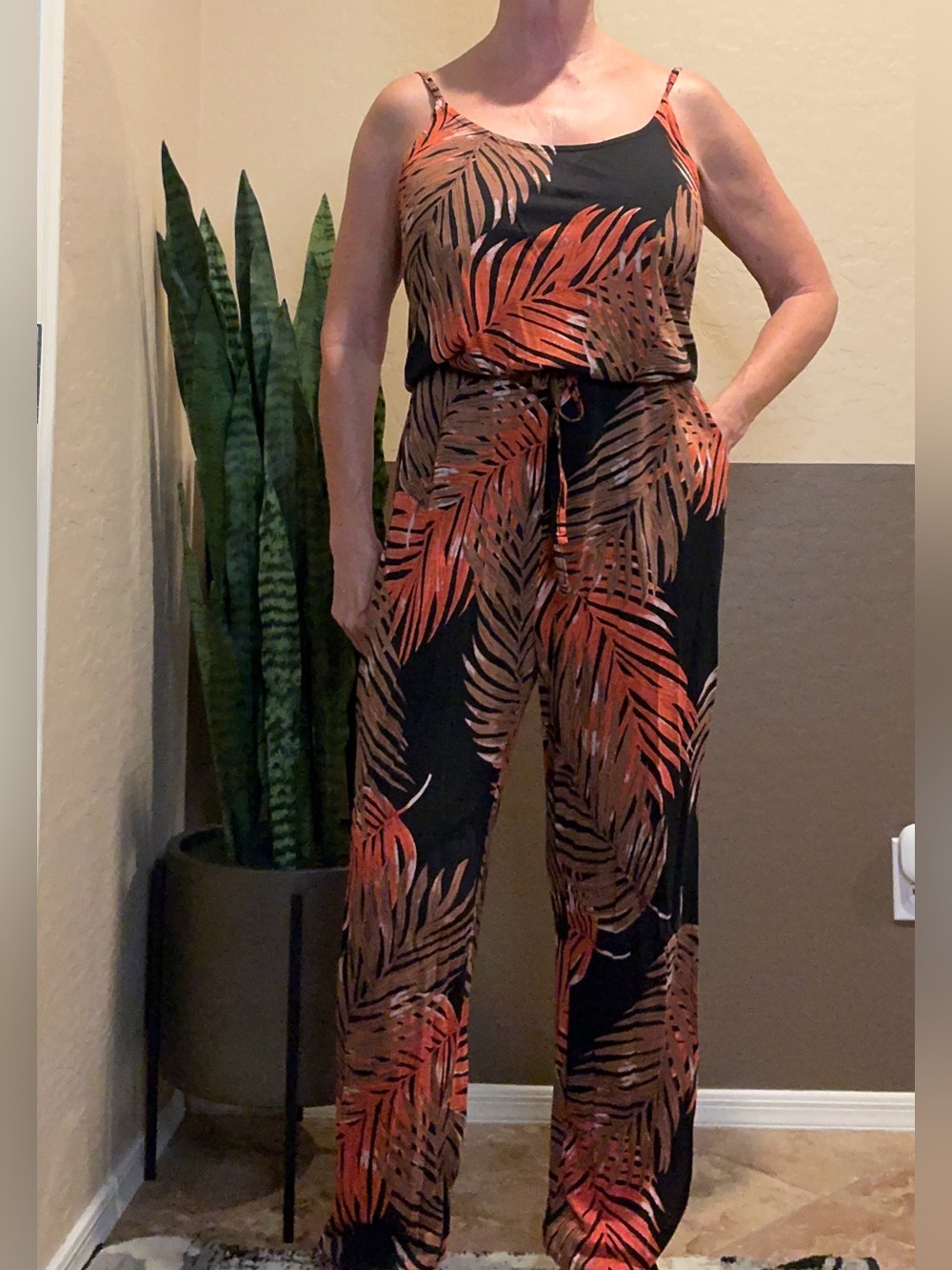 LASCANA for VENUS Tropical Palm Print Jumpsuit / Romper - Size M (EUC)